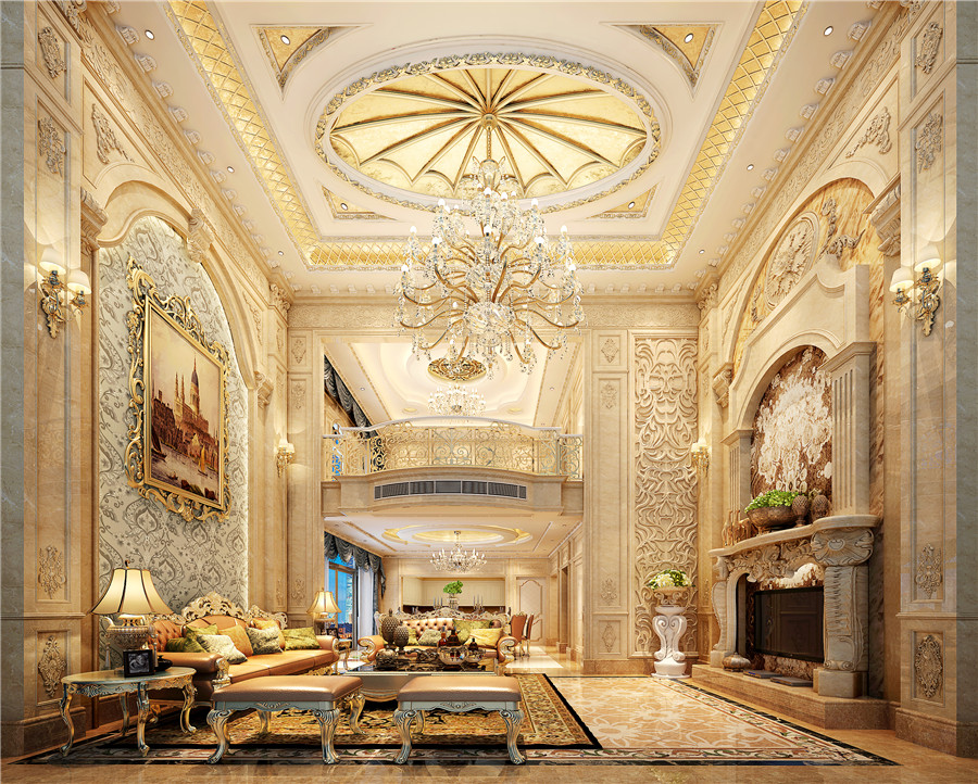 海珀晶华 别墅装修 欧美古典 客厅图片来自孔继民在海珀晶华500平别墅欧式古典风的分享