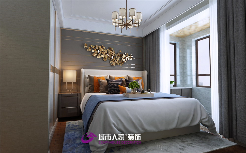 简约 卧室图片来自济南城市人家装修公司-在映月紫云城装修案例效果图的分享