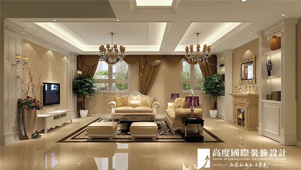 客厅图片来自北京高度国际在大运河孔雀城--欧式风格的分享