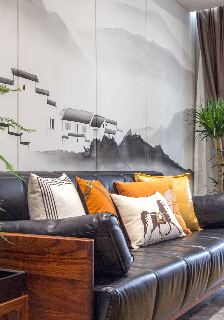 客厅图片来自家装大管家在120平现代新中式 简单优雅空间的分享