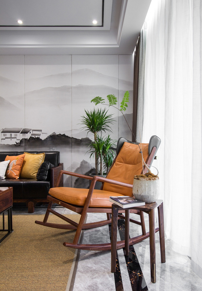 客厅图片来自家装大管家在120平现代新中式 简单优雅空间的分享