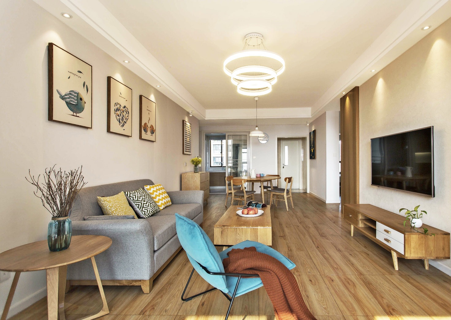 欧式 白领 收纳 80后 小资 二居 客厅图片来自温江装修公司在89㎡北欧原木风“惬意生活”的分享