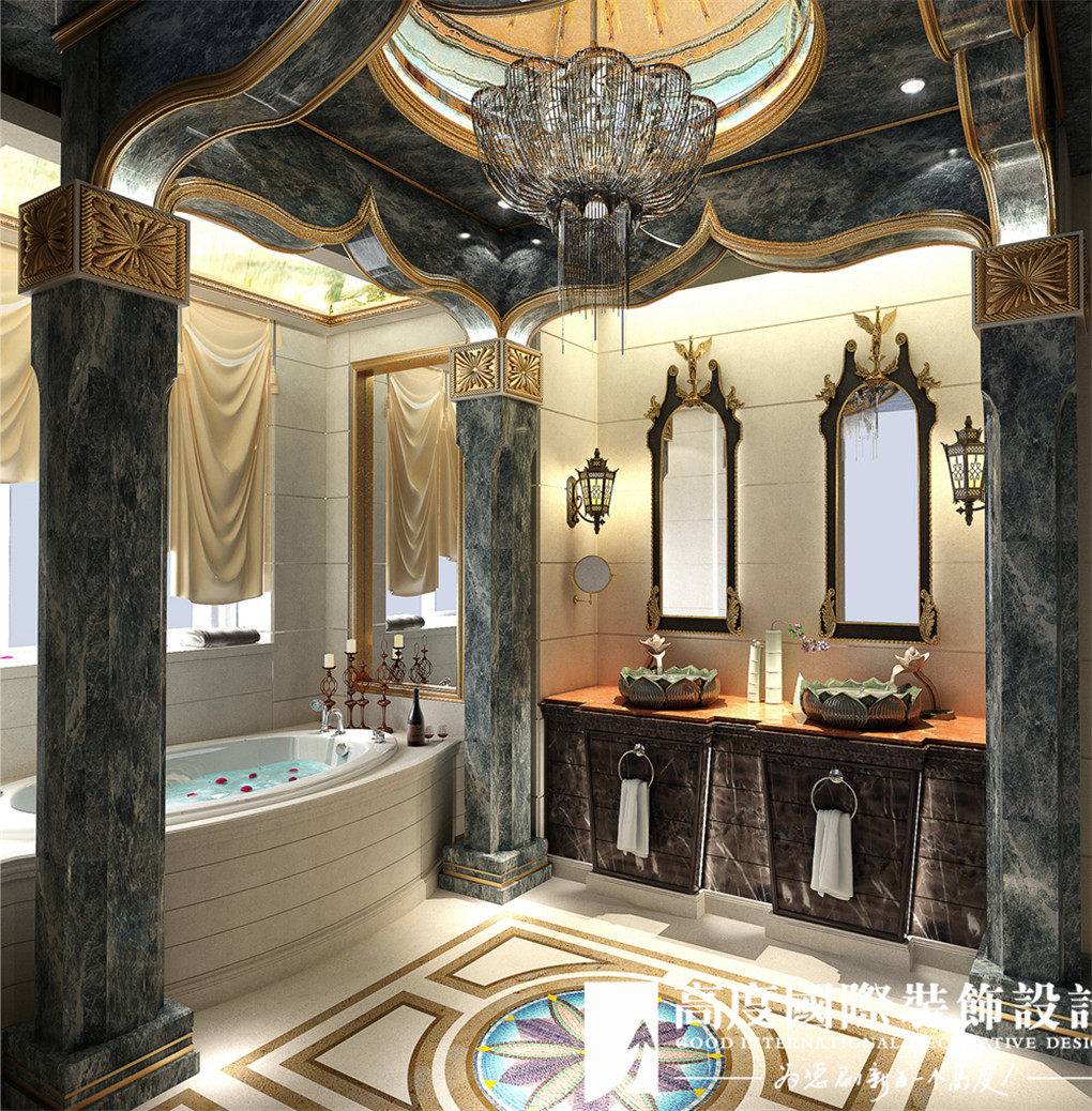 卫生间图片来自北京高度国际在君山别墅的雍容华贵與异域风情的分享