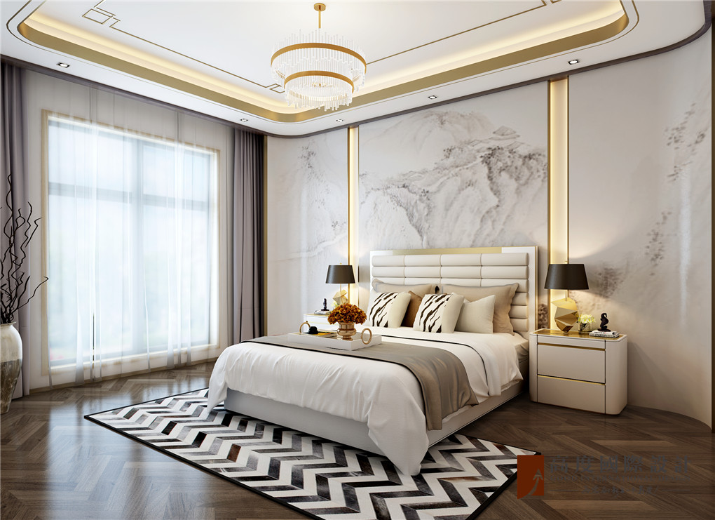 现代 中式 公寓 大户型 复式 跃层 别墅 80后 小资 卧室图片来自高度国际姚吉智在四合院200平米现代中式天生优雅的分享