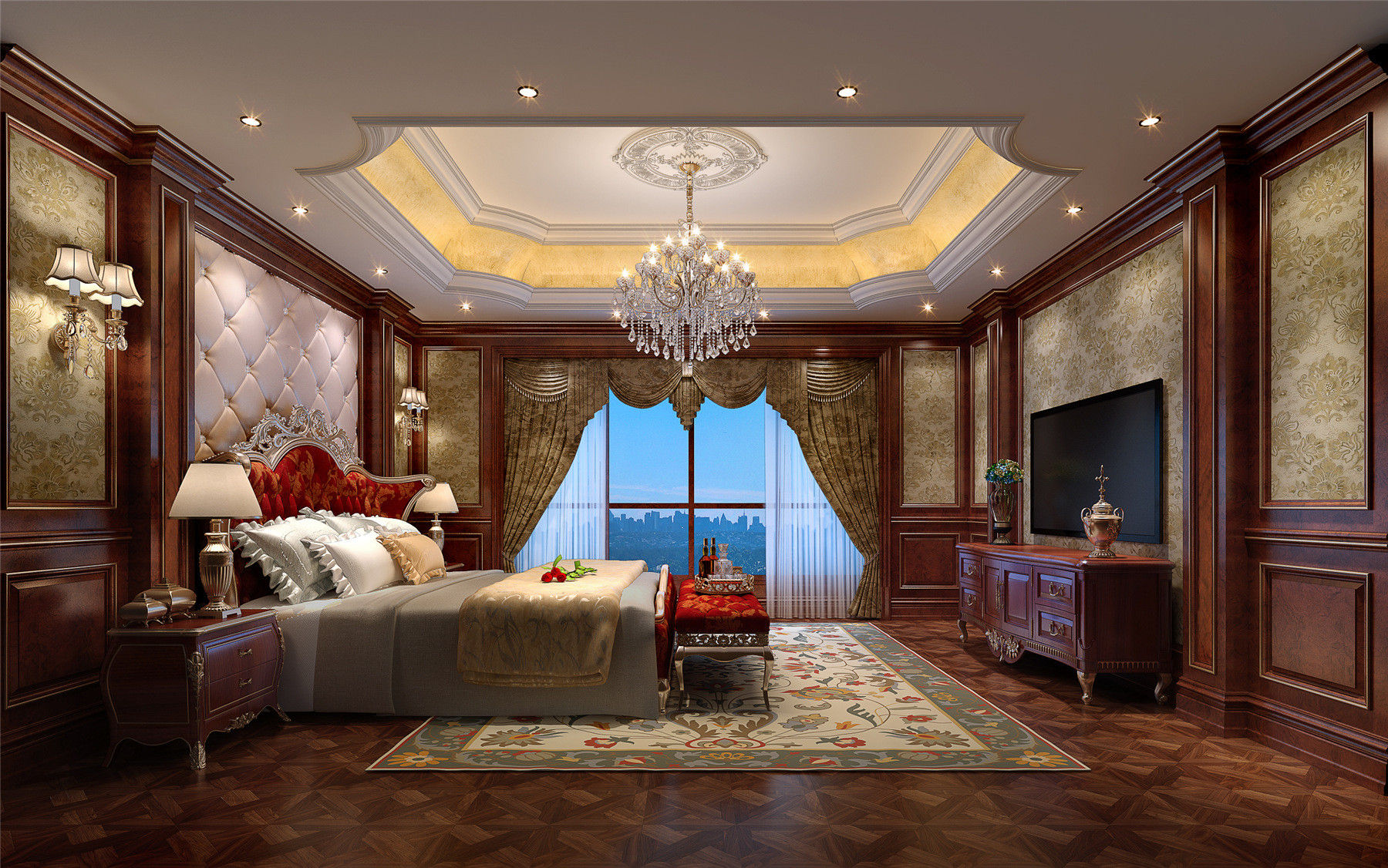 别墅装修 欧式古典 腾龙设计 郭建作品 卧室图片来自孔继民在1300平别墅装修欧式古典风格设计的分享