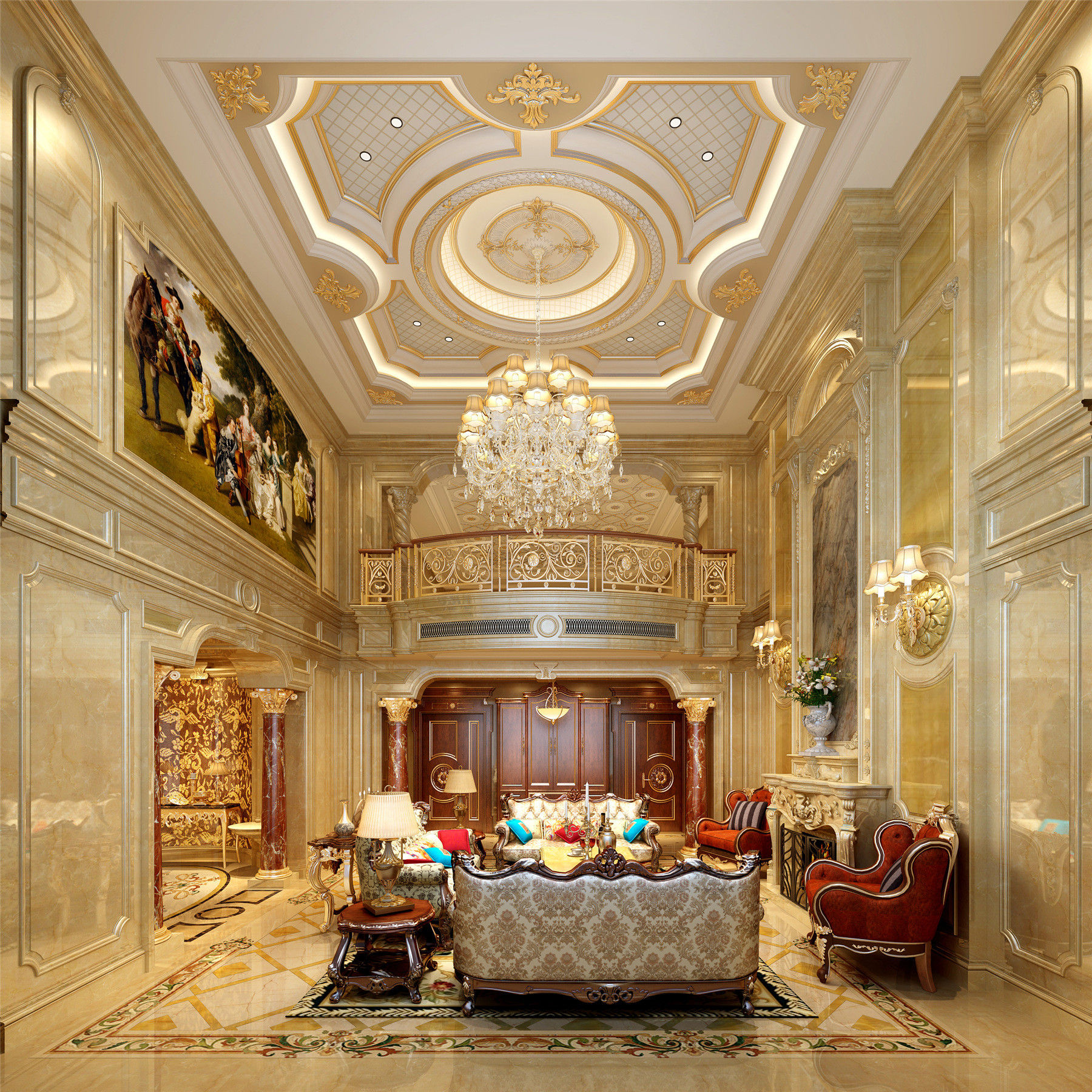 腾龙设计 郭建作品 客厅图片来自孔继民在1300平别墅装修欧式古典风格