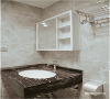 黑白纹大理石洗手台
悬于浴室一角