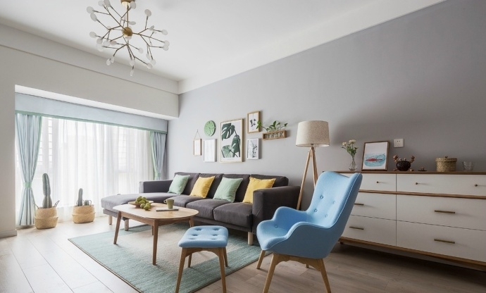 客厅图片来自西安紫苹果装饰工程有限公司在89平北欧风格的分享