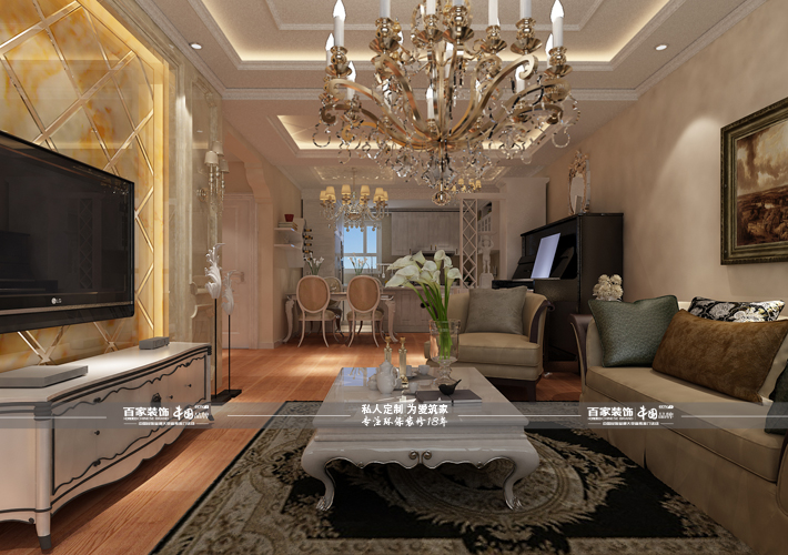 客厅图片来自沈阳百家装饰小姜在百家装饰第一城100平欧式风格的分享