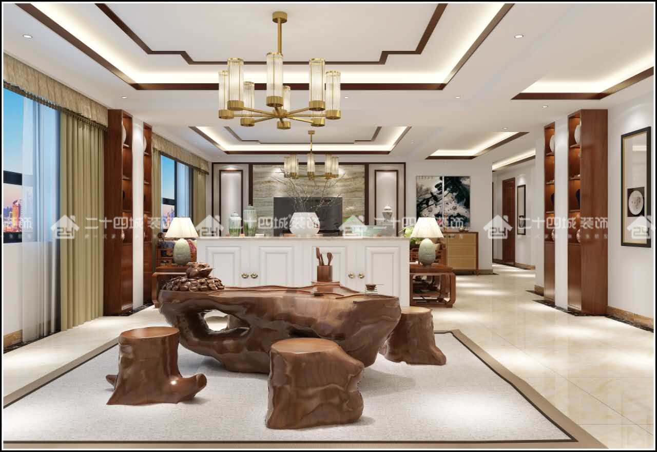 新中式 中式 古典 舒适 定制家装 未来家 客厅图片来自二十四城装饰(集团)昆明公司在伟龙花园 新中式的分享