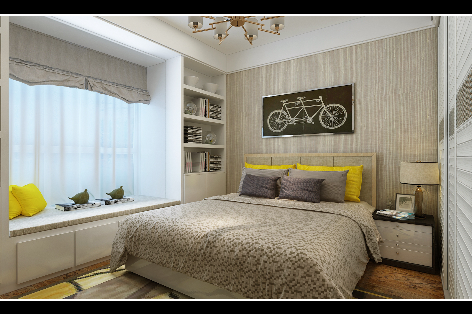卧室图片来自西安紫苹果装饰工程有限公司在130平北欧的分享