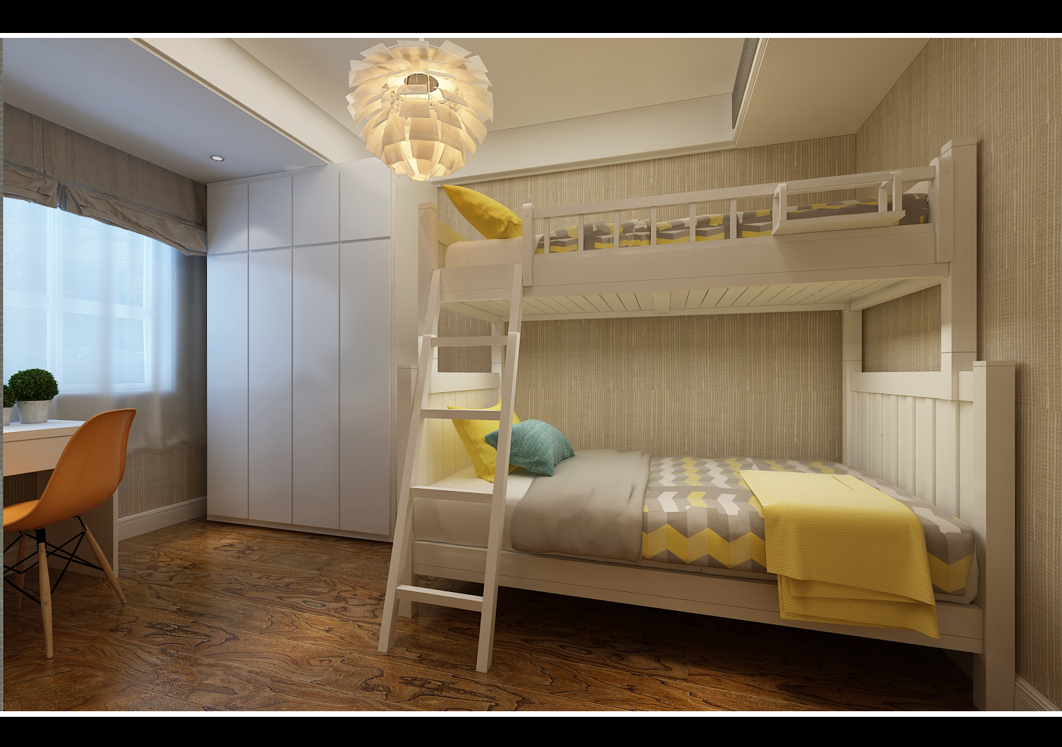 卧室图片来自西安紫苹果装饰工程有限公司在130平北欧的分享