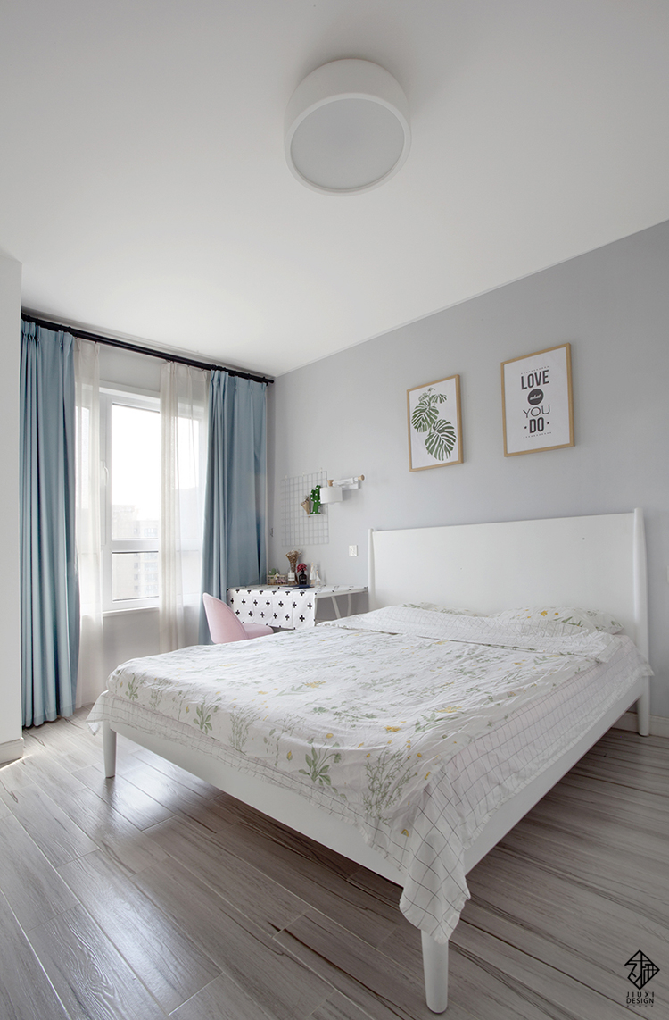 卧室图片来自西安紫苹果装饰工程有限公司在110平北欧三居室的分享
