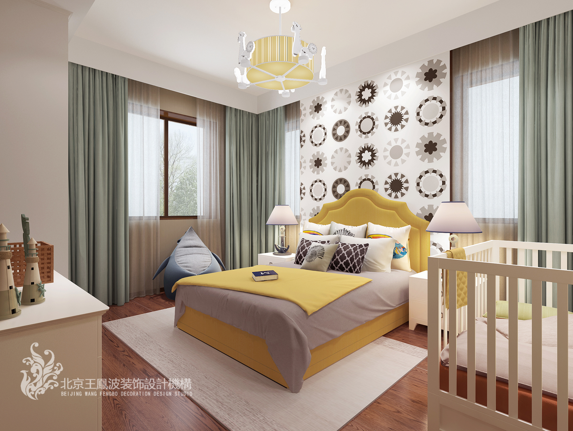 儿童房图片来自王凤波设计机构在新中式别墅设计提香草堂的分享