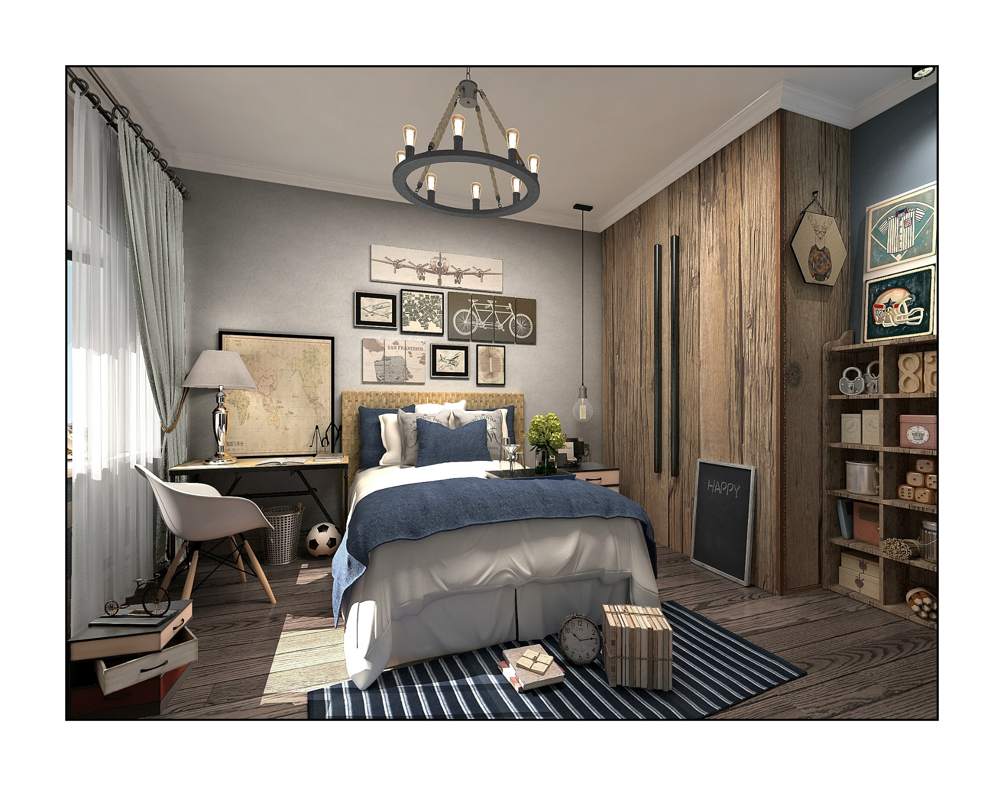 卧室图片来自王凤波设计机构在东方太阳城美式别墅的分享