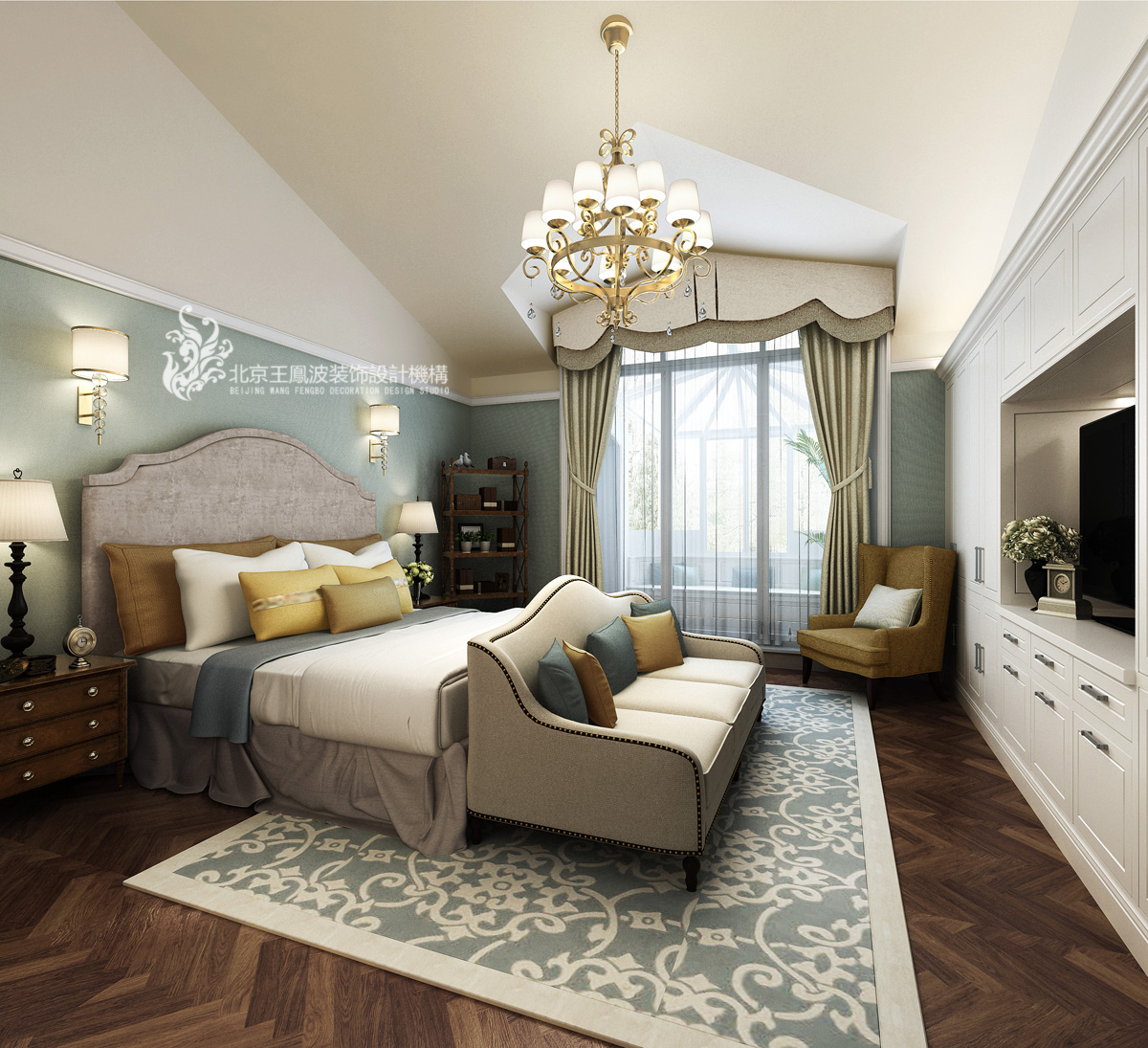 卧室图片来自王凤波设计机构在美式田园风格未来假日别墅的分享