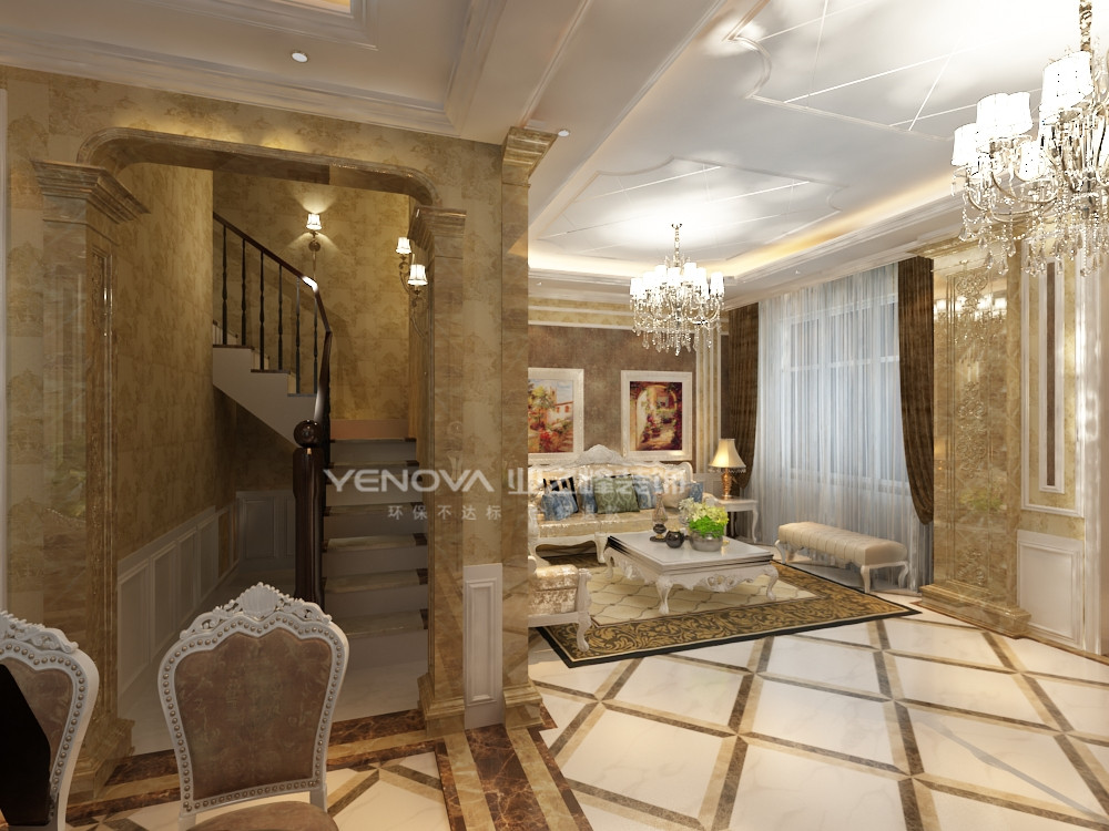 欧式 别墅 白领 80后 小资 暖色系 楼梯图片来自业之峰沈阳公司在简欧风格装修别墅的分享