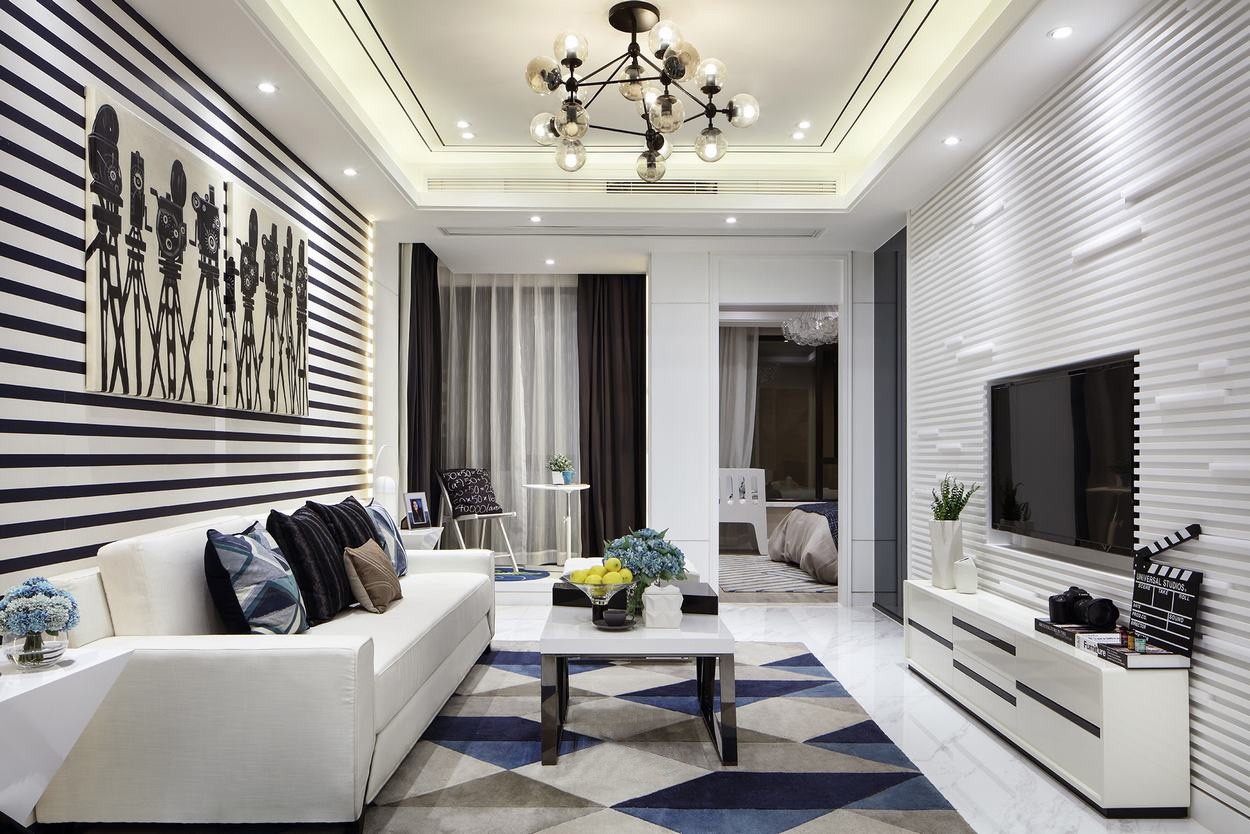 客厅图片来自西安紫苹果装饰工程有限公司在135平简约风格的分享