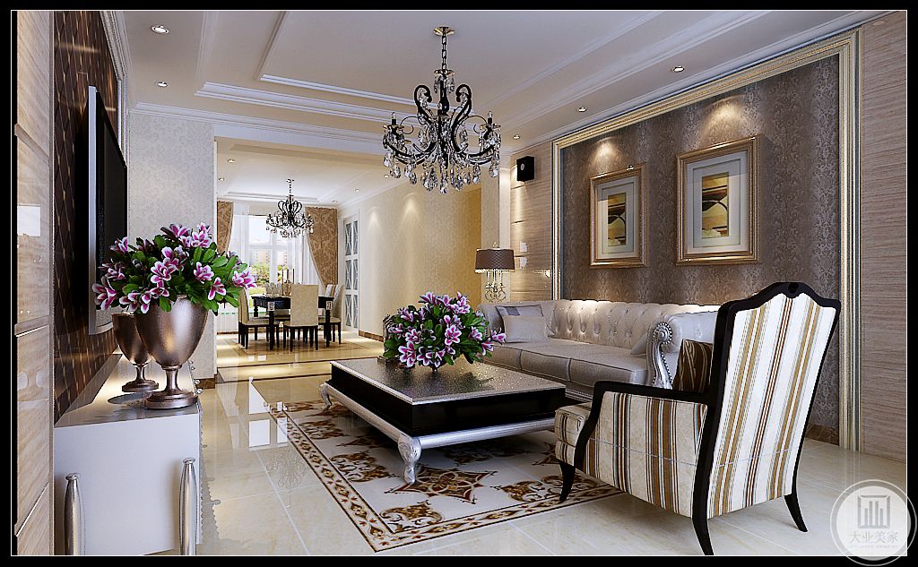 欧式 大业美家 装修效果 客厅图片来自大业美家 家居装饰在林荫大院138平欧式奢华案例的分享