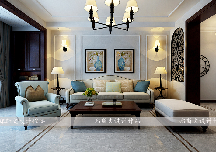 客厅图片来自沈阳百家装饰小姜在百家装饰华泰新都120平美式风格的分享