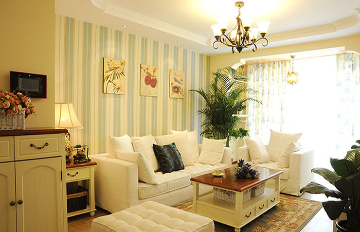 客厅图片来自西安紫苹果装饰工程有限公司在110平田园风格的分享