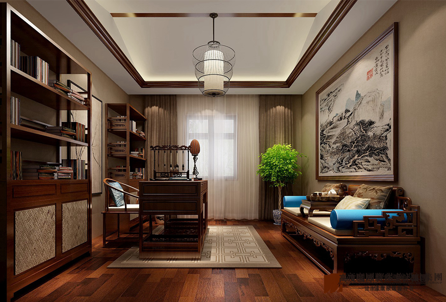 书房图片来自北京高度国际在观山悦--500平米别墅新中式风格的分享