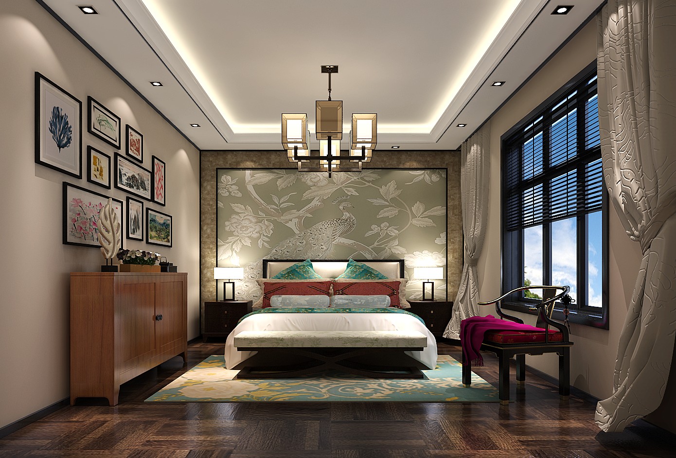卧室图片来自北京高度国际在长阳半岛联排--新中式风格的分享