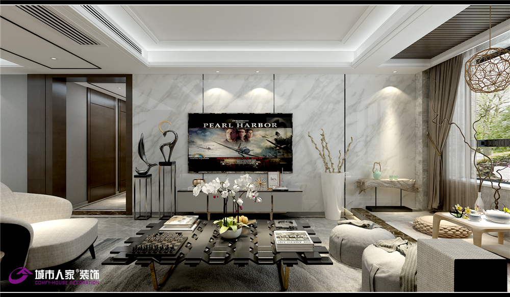 简约 客厅图片来自济南城市人家装修公司-在东都尚城三居室现代简约装修风格的分享