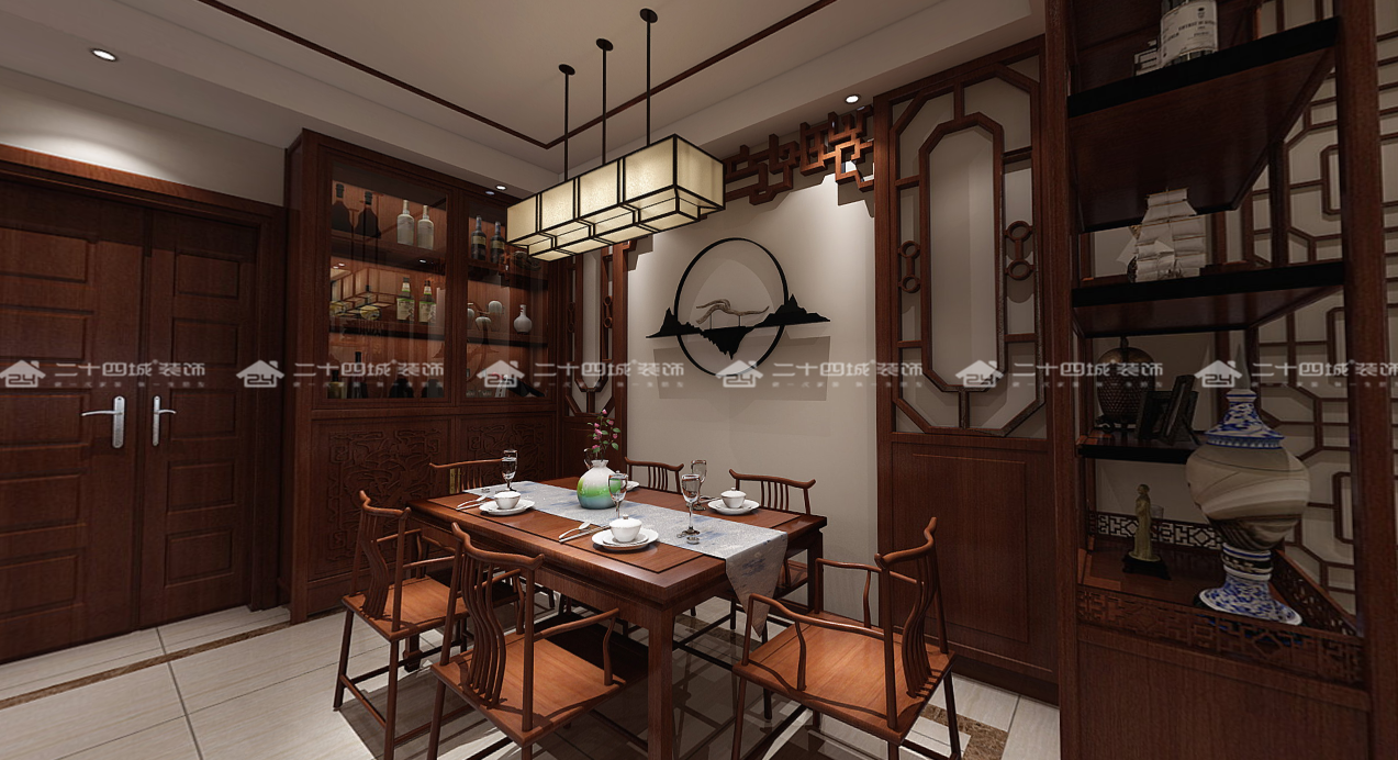 中式 古典 中式古韵 古香 传统 收纳 旧房改造 80后 混搭 餐厅图片来自二十四城装饰(集团)昆明公司在都铎城邦  中式的分享