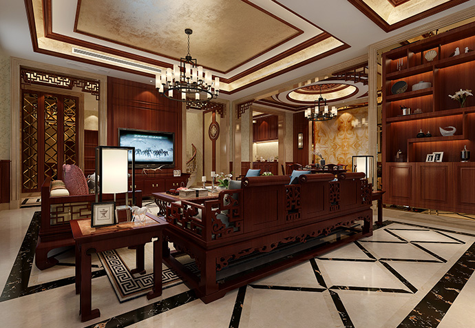 宝华源墅 别墅装修 中式风格 别墅设计师 上海聚通装 客厅图片来自jtong0002在上海宝华源墅别墅中式风格设计的分享