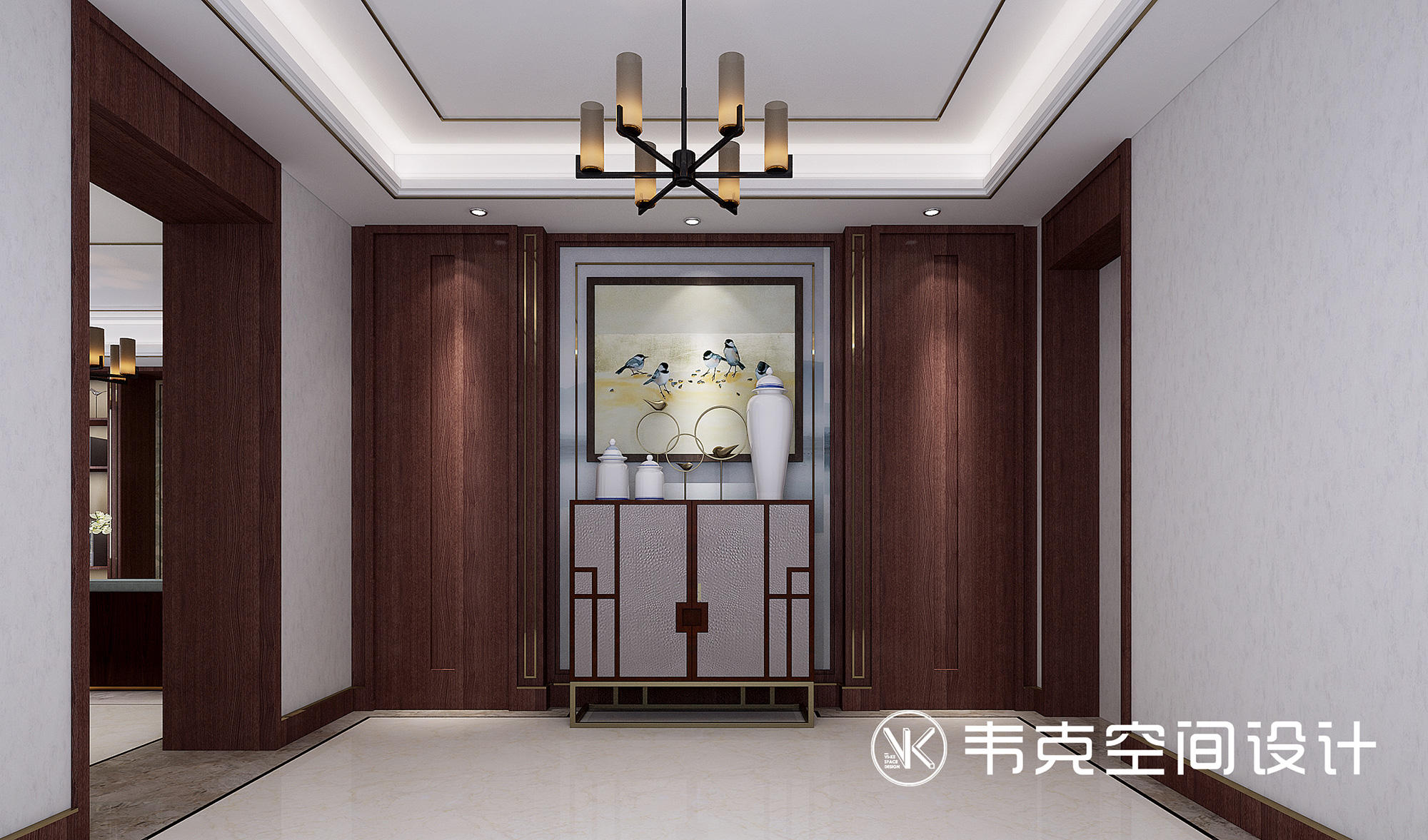 三居 玄关图片来自韦克空间设计在一抹惬意，演绎优雅风骨的分享
