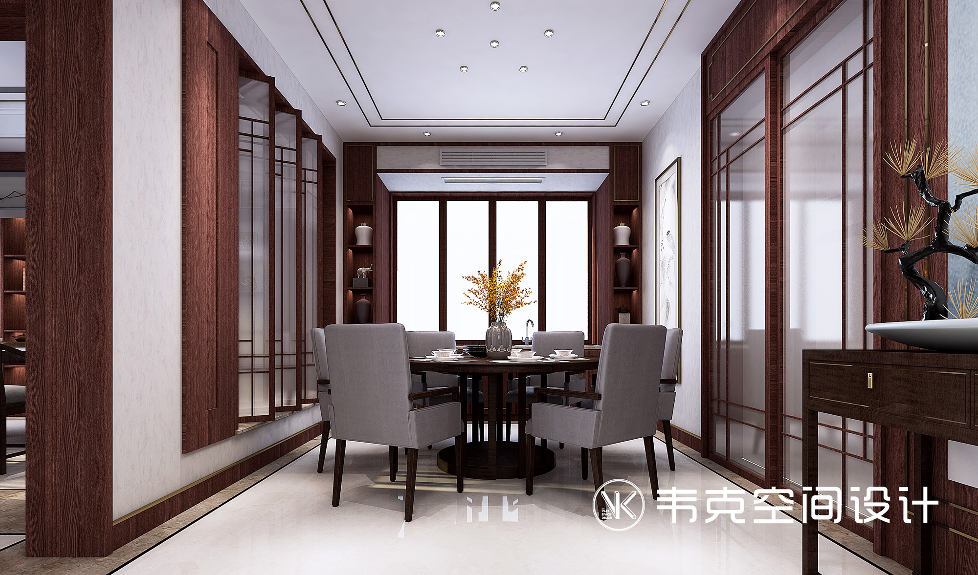 别墅 餐厅图片来自韦克空间设计在一抹惬意，演绎优雅风骨的分享