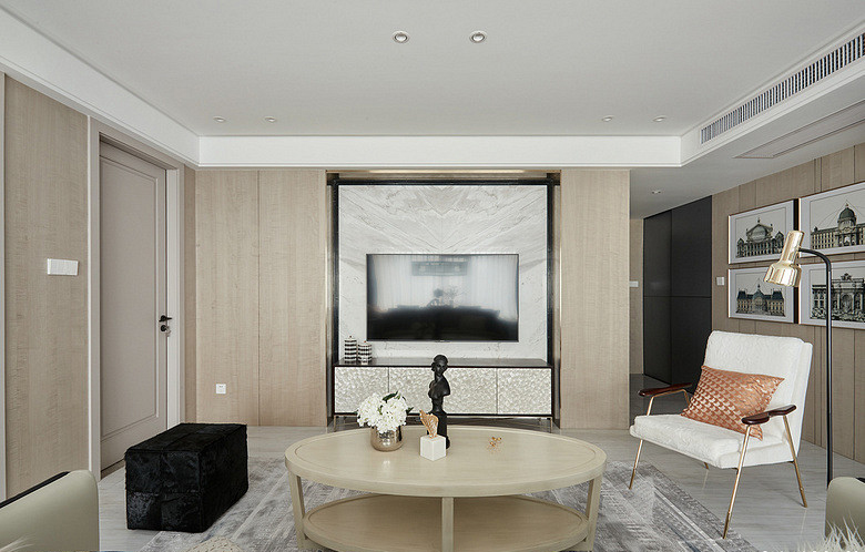 客厅图片来自家装大管家在舒适生活 120平现代低奢温暖3居的分享