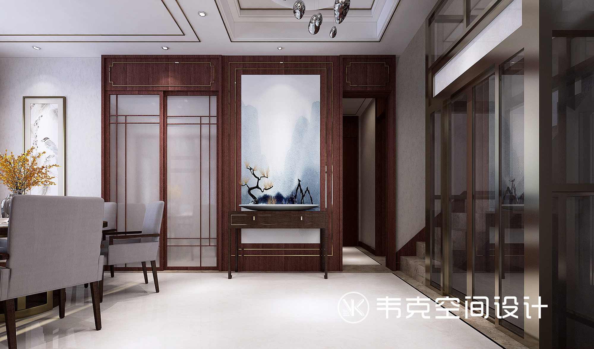 别墅 餐厅图片来自韦克空间设计在一抹惬意，演绎优雅风骨的分享