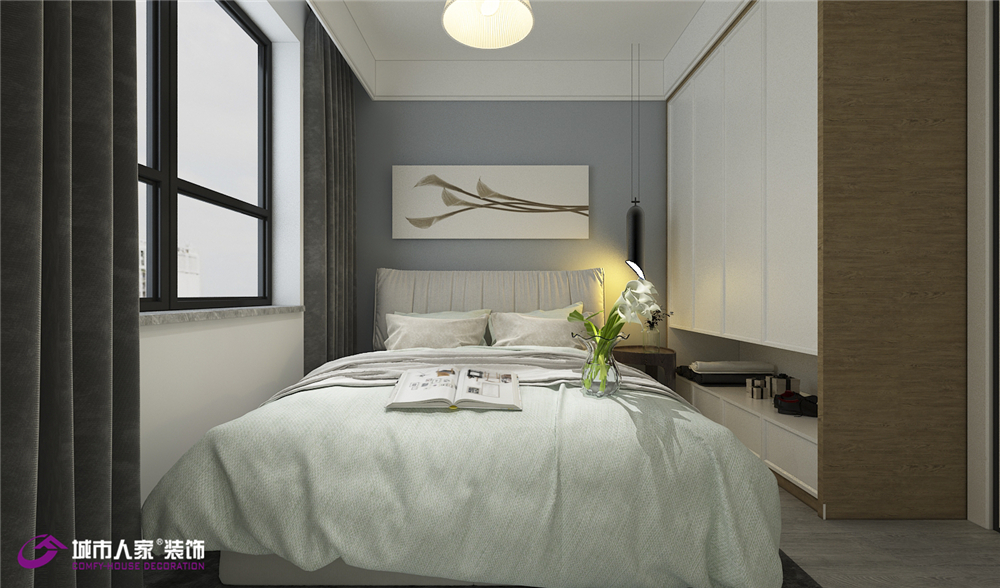 简约 卧室图片来自济南城市人家装修公司-在中新锦绣天地三居室装修北欧风格的分享