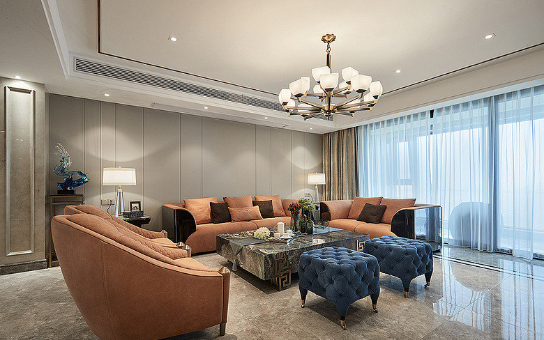客厅图片来自家装大管家在都市新贵 190平轻奢后现代4居室的分享