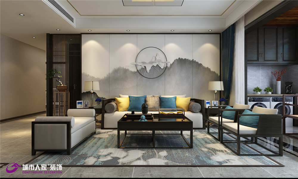 简约 新中式 客厅图片来自济南城市人家装修公司-在济南拉菲公馆新中式风格装修的分享