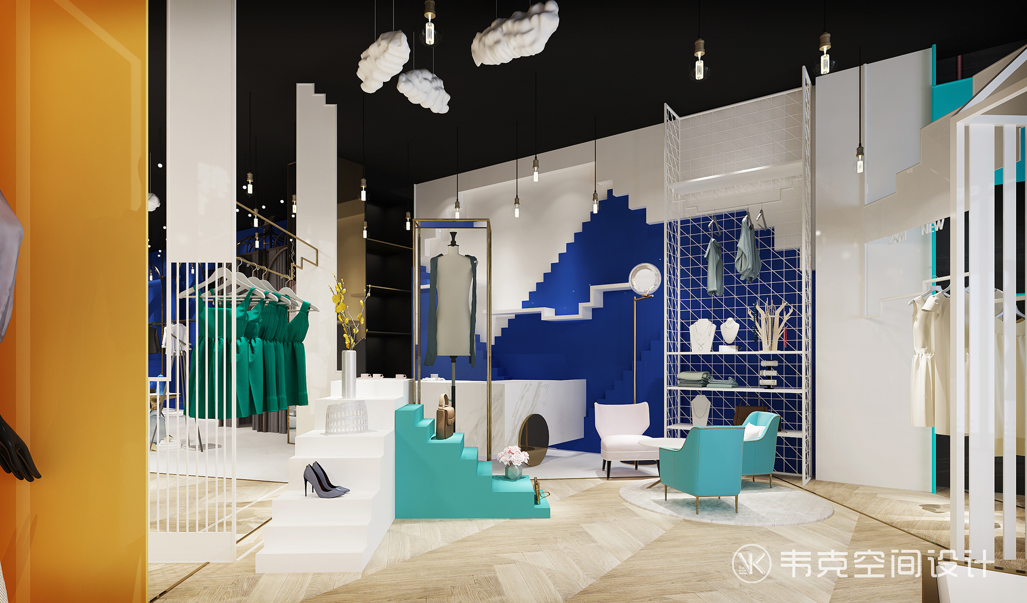现代 客厅图片来自韦克空间设计在服装店：夜空之下的有趣时尚的分享