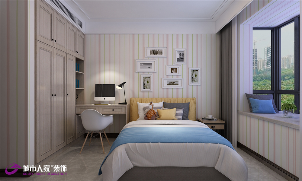 新中式 卧室图片来自济南城市人家装修公司-在中新锦绣天地新中式装修效果图的分享
