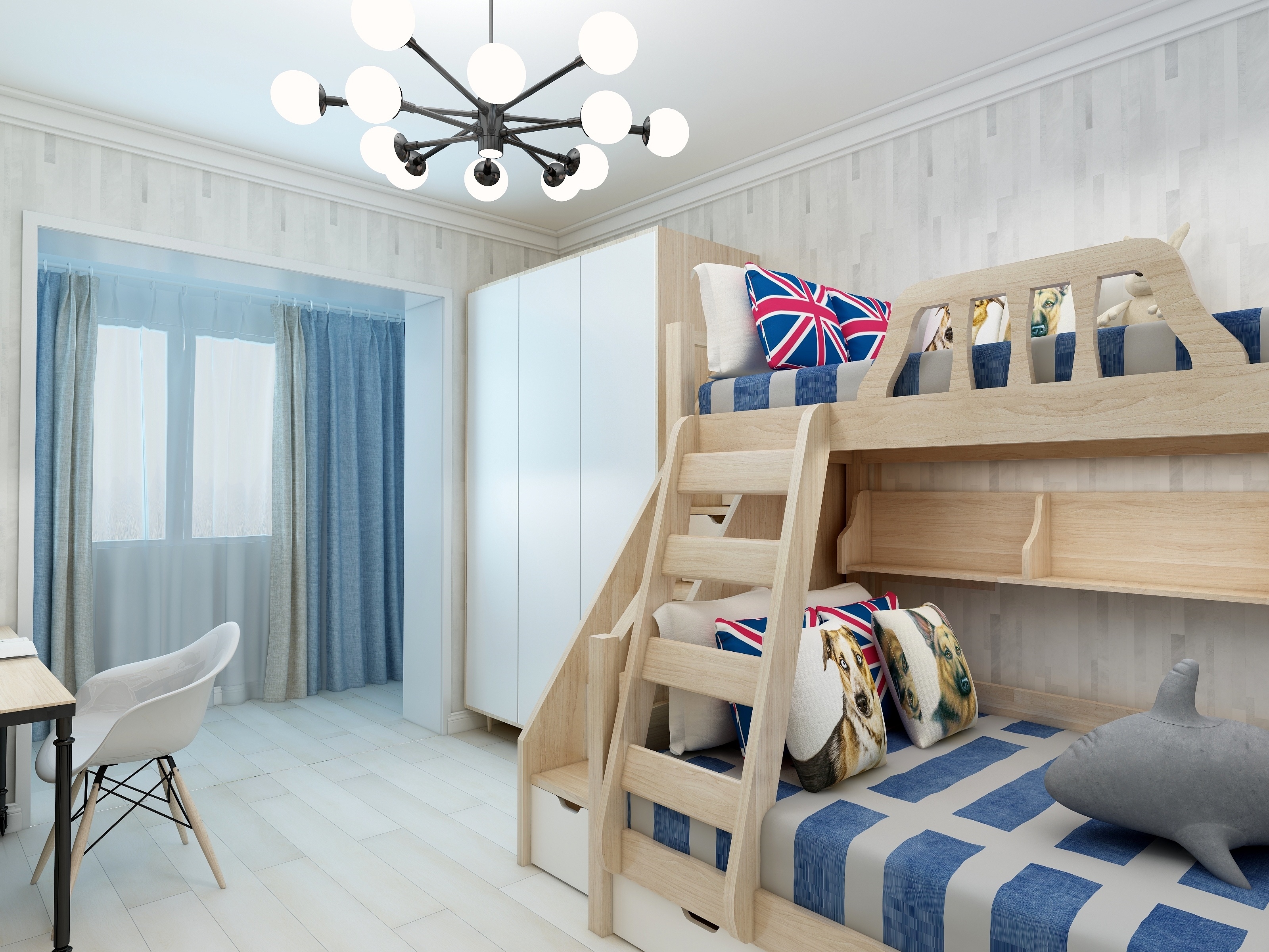 二居 80后 旧房改造 小资 儿童房图片来自徐春龙设计师在迷情北欧的分享