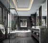 卫生间也是运用了非常现代的设计，整体以黑白灰色调搭配而成，颜色统一但不俗套。