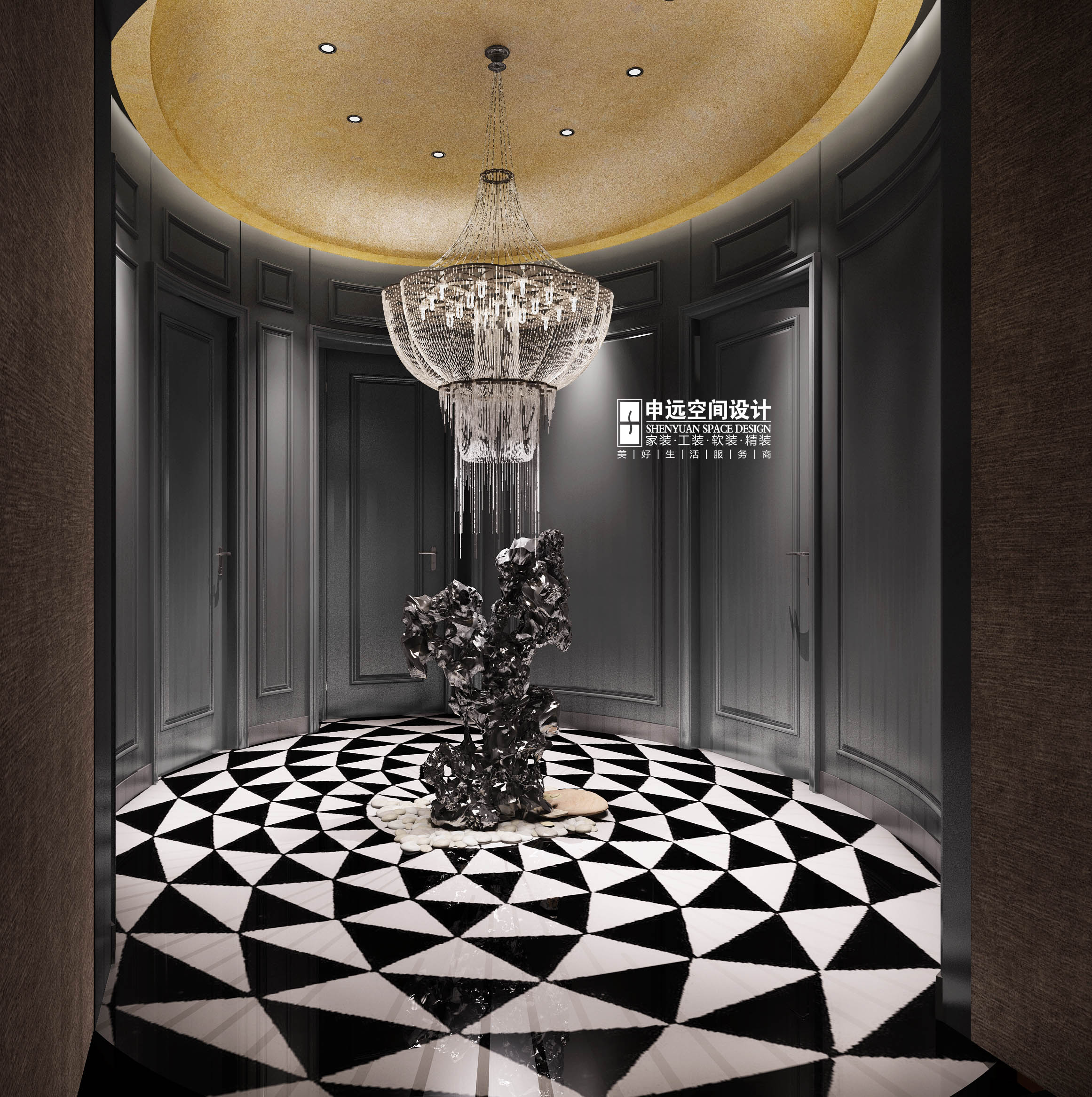 欧式 简约 别墅 简欧 玄关图片来自申远空间设计北京分公司在简约欧式-财富公馆的分享
