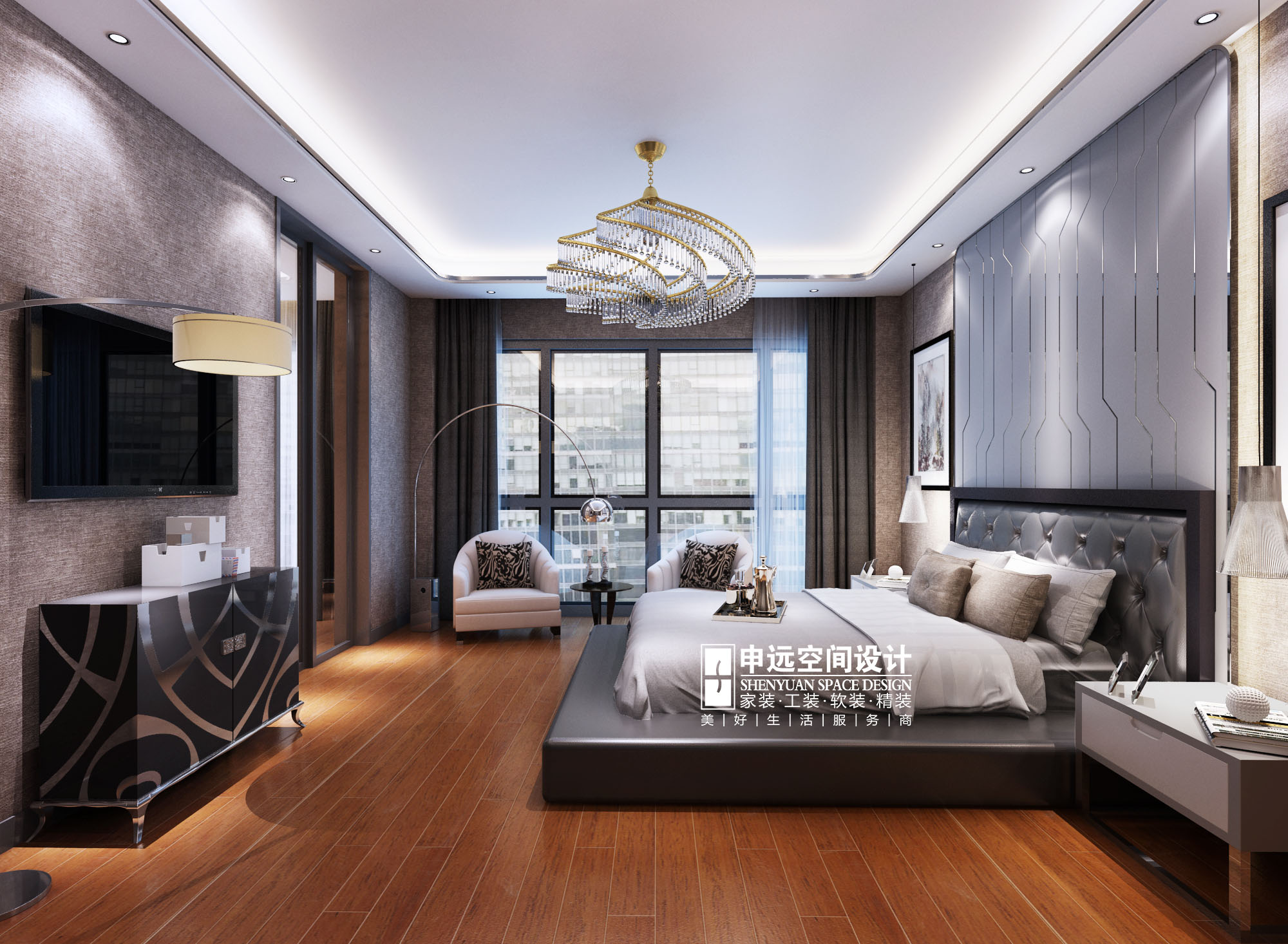 欧式 简约 别墅 简欧 卧室图片来自申远空间设计北京分公司在简约欧式-财富公馆的分享