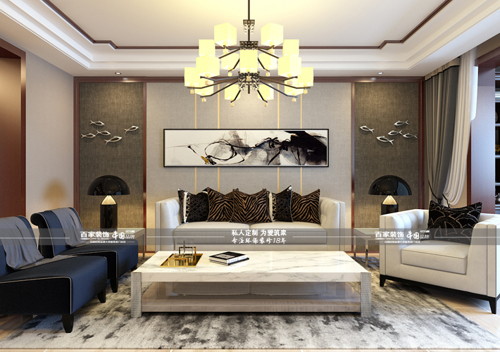 三居 金地悦峰 新中式风格 客厅图片来自百家设计小刘在金地悦峰144平新中式风的分享