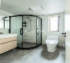 卫生间装修：现代风格非常适合于中小型卫生间。线条简单、装饰元素少才能把中小型卫生间装修得更为舒适实用。