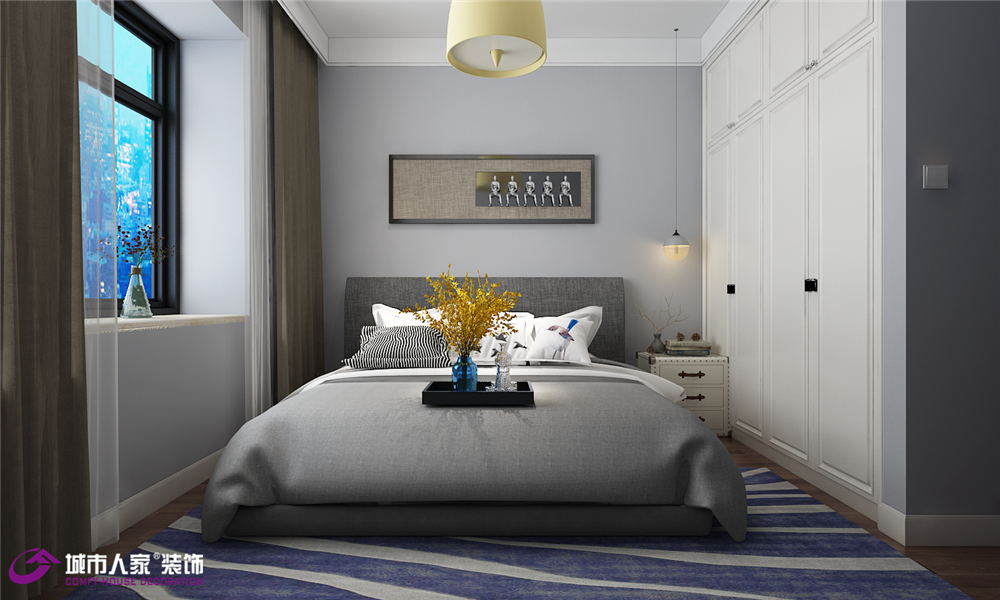 美式 卧室图片来自济南城市人家装修公司-在汉峪海风装修美式风格效果图的分享