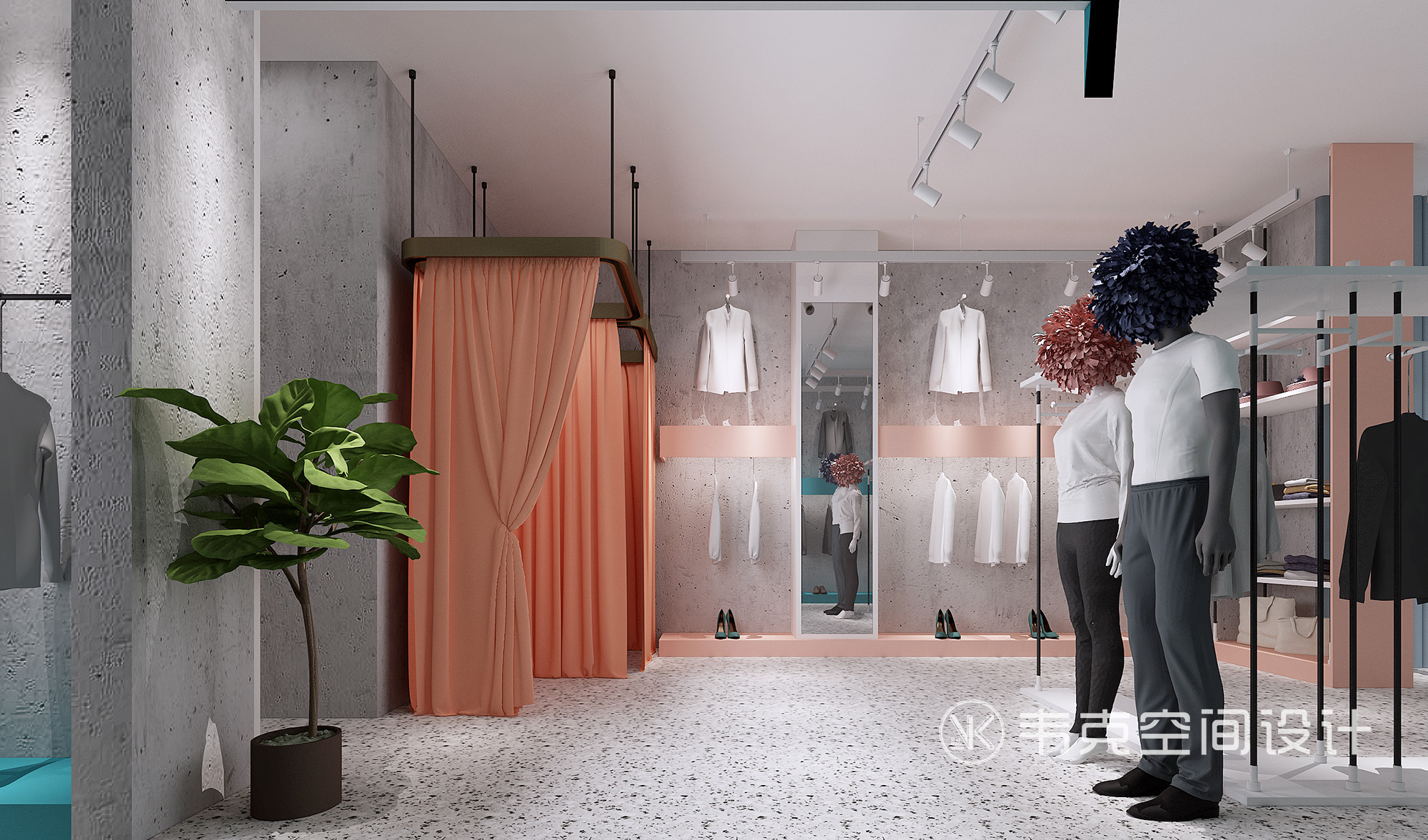 客厅图片来自韦克空间设计在服装店设计，水泥灰的简洁与优雅的分享