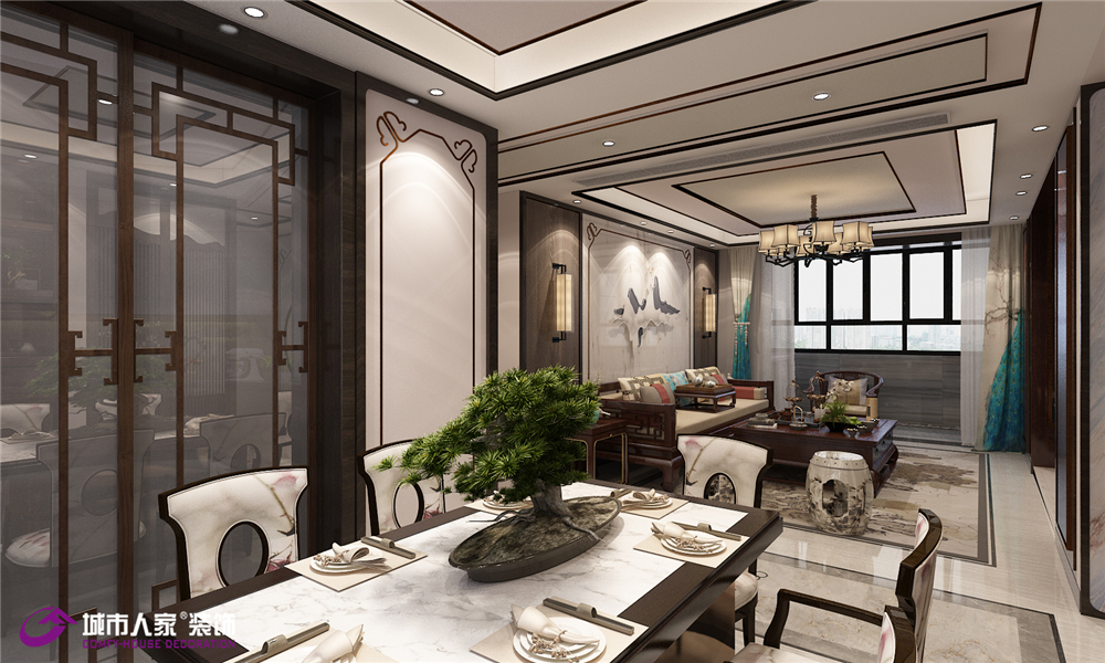中式 餐厅图片来自济南城市人家装修公司-在海尔云世界三室两厅中式装修的分享