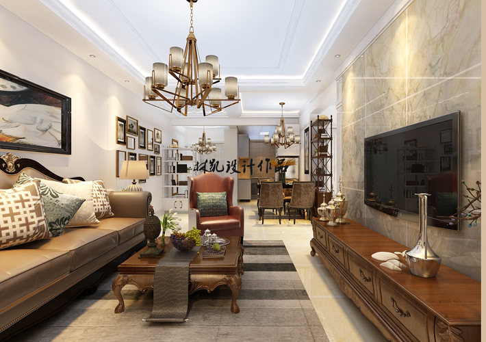 二居 金地铂悦 美式风格 客厅图片来自百家设计小刘在金地铂悦90平美式风半包4万的分享