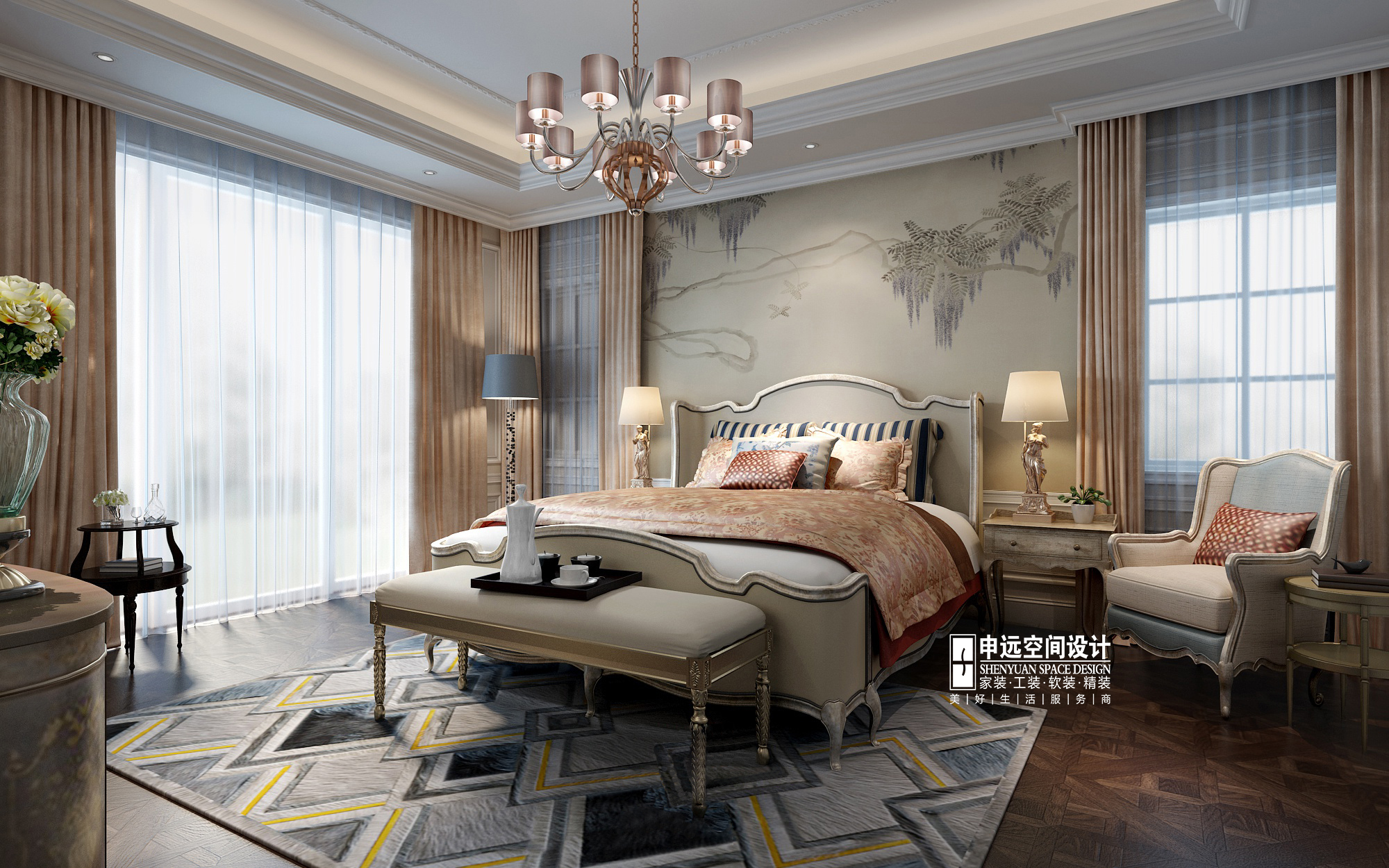 别墅 新古典 欧式 申远 别墅装修 卧室图片来自申远空间设计北京分公司在优山美地-新古典风格的分享